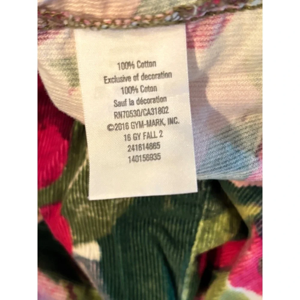 Gymboree Girls Floral Corduroy Henley Dress Size 8 Pink Green Cotton Fall Rose